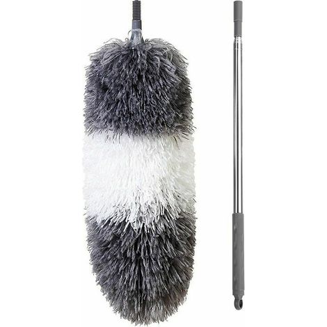 Plumeau En Microfibre Avec Tige Extensible, Plumeau Télescopique En Toile D'Araignée Pour Le Nettoyage, Tête Pliable, Housse Résistante Aux Rayures, Plumeau Lavable Pour Plafond, Ventilateur, M (1/5)
