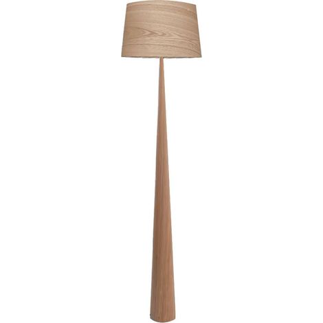 Lampadaire LED design conique en bois naturel – Hauteur 177.5 cm – Abat-jour diamètre 45 cm – Éclairage 40W E27 – Aluminor (1/5)
