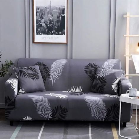 1pcs Housse de Canapé Housse de Fauteuil Extensible Housses de Fauteuils Élastiques Couver Canapé 2 Places,Plume (1/4)
