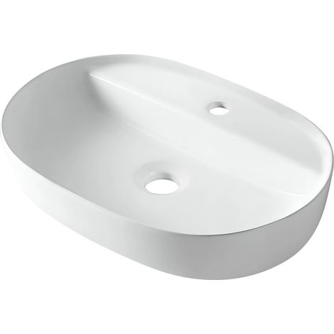 BALNEO - Vasque à poser ALVIO 61,5x41,5 cm blanche en céramique - Lavabo à poser (1/5)