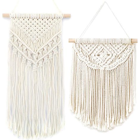 Macramé mural artisanal, attrape-rêves en coton pour chambre, salon, décoration intérieure (Lot de 2, modèle 02) (1/5)