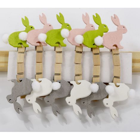 TrendLine Clips Osterhase 12 Stück Osterdekoration Ostern Frühling Hase Deko
