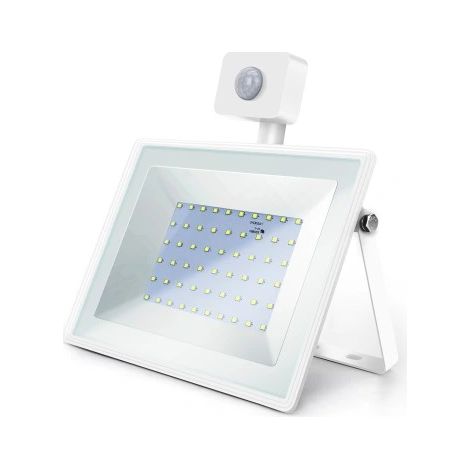 FARO LED SLIM 50W SMD CREPUSCOLARE CON SENSORE MOVIMENTO 6400K FREDDO IP65 ESTERNI A+ (1/4)