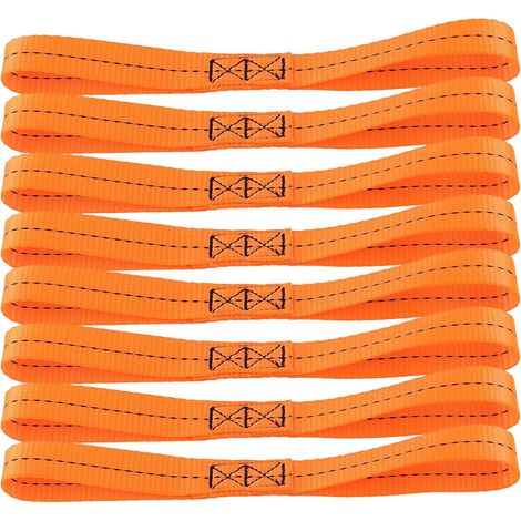8 boucles d'arrimage doubles, passants de ceinture, 30 cm de long, 25 mm de large, sangles d'arrimage pour le transport de voitures, motos et vélos. (1/5)