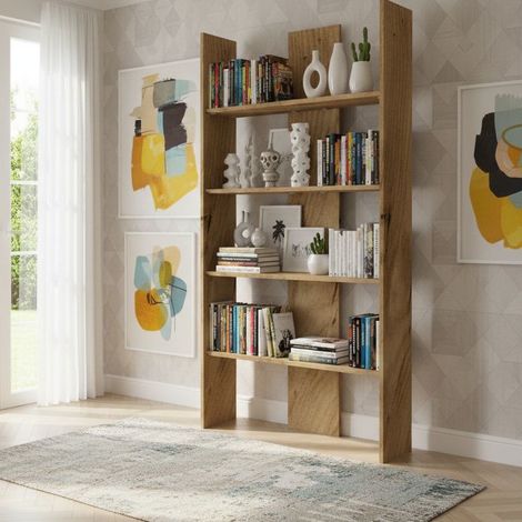 Libreria versatile: design moderno, montaggio facile, ideale per soggiorno, studio e cameretta - Quercia