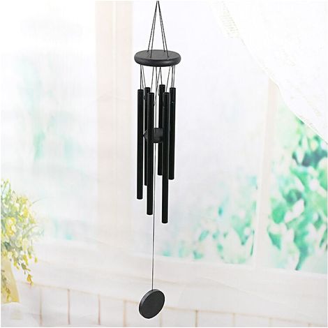 ZVD Noir - Carillon d'extérieur, grand carillon d'extérieur, merveilleux 6 tubes en aluminium, cadeau de consolation souvenir pour la , les amis, le jardin, le patio (1/4)