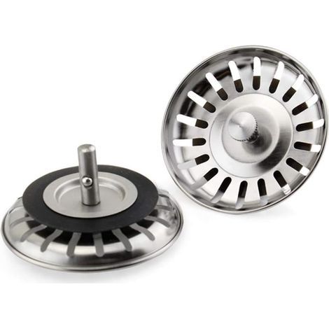 Bouchon de filtre d'évier de cuisine en acier inoxydable couvercle de vidange de 78 mm Bouchon de filtre à ordures de cuisine amélioré 1 bouchon de filtre en acier pour salle de bain, (1/5)