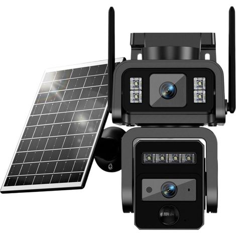 Caméra Solaire à Double Objectif WiFi sécurité caméra de Surveillance extérieure Panneau Solaire avec Batterie CCTV sécurité caméras IP PZT (1/5)
