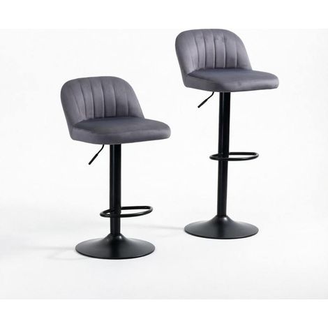 CHICFURN Sgabello da bar regolabile 43 x 45 x 81 a 101 cm grigio nero set da 2 con schienale (1/5)