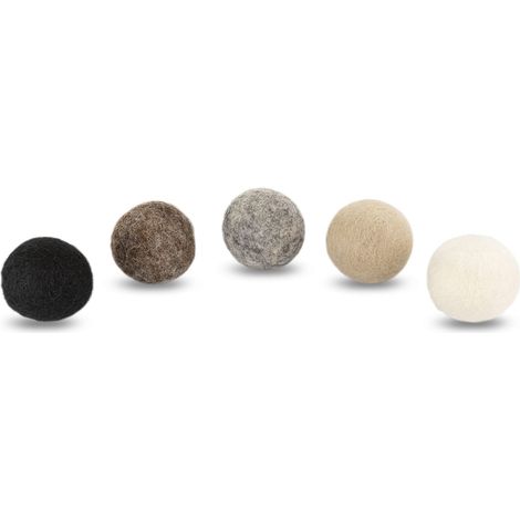 Lot de 5 balles en feutre pour chat - 100 % laine naturelle - Jouet pour les jeux interactifs et l'exercice - Doux et sûr - Couleurs modernes (1/4)