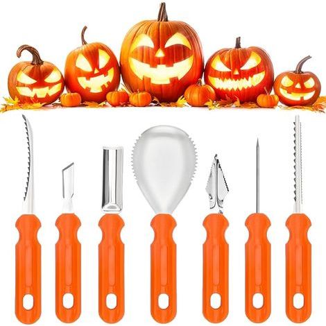 CCYKXA Halloween Pumpkin Carving Kit 7 Pieces Halloween Pumpkin Kit Stainless Steel Pumpkin Carving Tools Professional Carving Kit for Adults and Kids DIY Halloween (1/5)