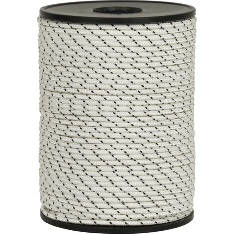 Corderie Italiane®, 006045014, Sagola per fucili da sub, anima in Dyneema® SK75 intrecciato, rivestimento in Poliestere Alta Tenacità prestirato, diametro 2,5 mm, 50 metri, Colore Bianco - Nero (1/4)