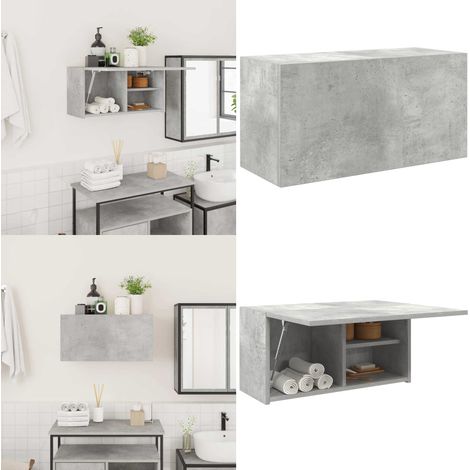 Mueble de pared baño madera ingeniería gris hormigón 60x25x30cm - Muebles de baño - Armario de pared
