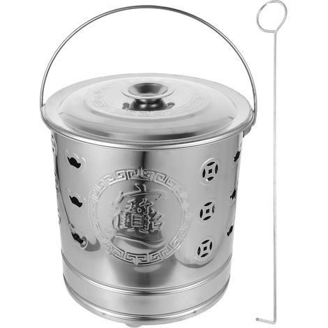 Incinérateur de jardin en acier inoxydable 30 x 26,5 cm – Résistant aux hautes températures – Pour brûlage de billets et rituels – 2B