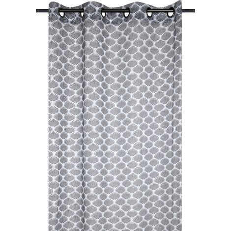 Voilage aux impressions art déco Gris anthracite 140x260 cm
