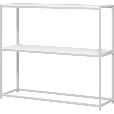 Tavolo Consolle da Ingresso con Ripiano Aperto 100x30x87 cm in Acciaio e Truciolato Bianco (1/5)