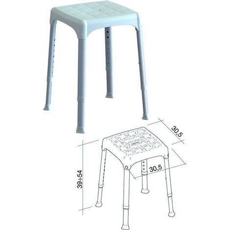 SEDUTA ANTISCIVOLO SGABELLO BIANCO DA BAGNO HL.CM.39-54 EH-STA-PP-BX