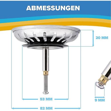 (82 mm) Compatible avec la bonde de remplacement Blanco pour évier de cuisine et filtre de vidange.