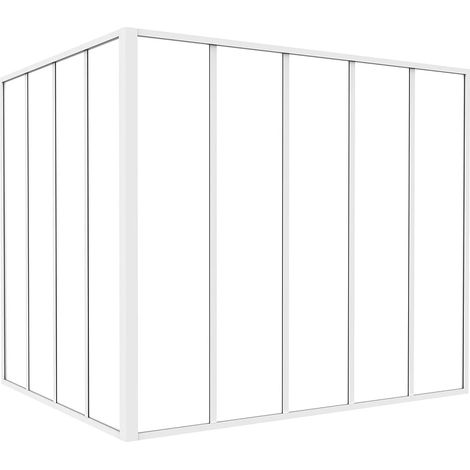 Vetrata angolare L150 x L120 x H130 in Alluminio termolaccato Stile atelier Bianco - BAYVIEW