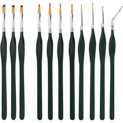 Ensemble de 11 pinceaux professionnels pour détails acryliques, aquarelle, petits pinceaux fins et modélisme (1/5)