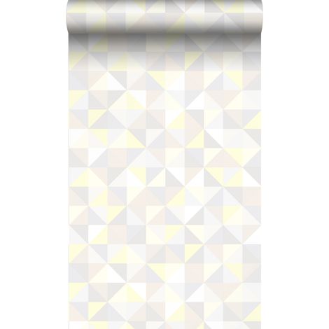 papier peint triangles beige crème clair, gris chaud clair, jaune pastel et beige clair brillant  - Origin Wallcoverings (1/5)