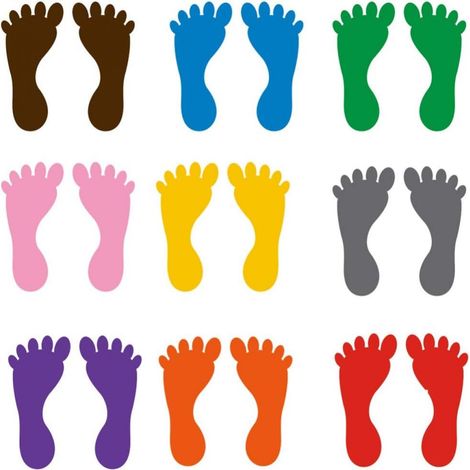 Autocollants Empreintes Pieds - Pour Sol et Baignoire - Étanche - Adhésif Réutilisable - 9 Paires