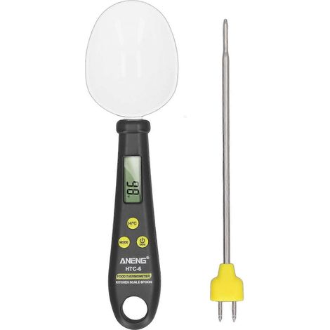 Digitale elektronische 2-in-1-Küchenwaage mit Löffel und Thermometer