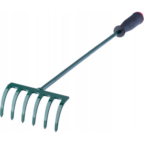 KADAX kleine Harke mit Stiel, Grün, 60 cm, 6 Zinken