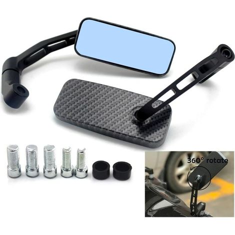 EASYCOMFORT Rétroviseur de conversion de moto entièrement en aluminium, verre bleu, barre carrée courbée (imprimé serpent) (1/5)