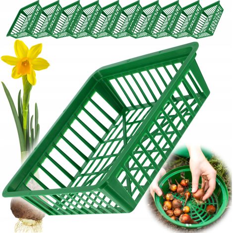 KADAX 10er-Set Pflanzkörbe für Blumenzwiebeln aus Kunststoff - 2 Formen - 28 x 26 cm