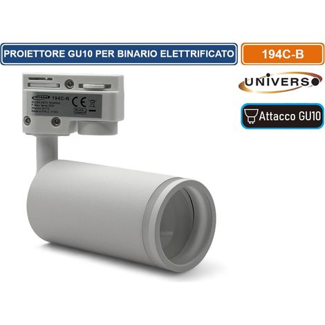 UNIVERSO 194C-B TRACK LIGHT DA BINARIO MONOFASE CON PORTALAMPADA PER LAMPADINE GU10 COLORE BIANCO (1/5)