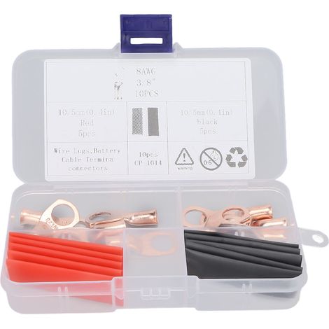 Connecteurs nus en cuivre 8AWG 3/8in, lot de 10, résistants haute température, pour panneaux solaires, voiturettes Club Car, applications marines (1/5)