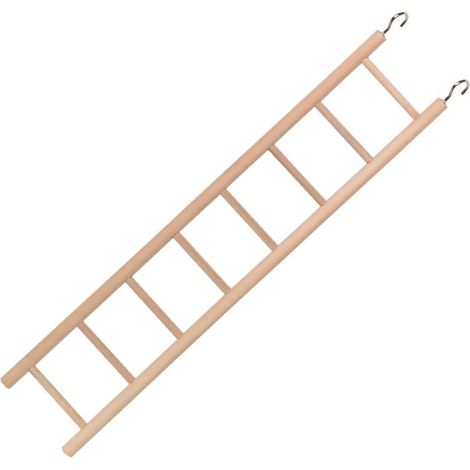 Echelle En Bois Pour Oiseaux - Échelle D'escalade En Bois Naturel Avec Crochets En Acier Inoxydable - Pour Perroquets Papegais Calopsittes Et Autres Oiseaux Moyens - 1 Pièce (1/2)