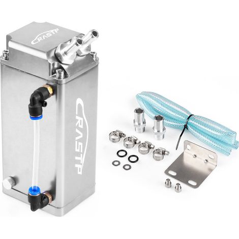 RASTP Car Customization Square Oil Can with Oil-Gas Separator and Secondary Waste Oil Recovery Filter - RASTP Silver (1/4)