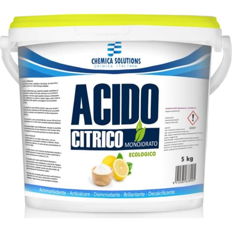 Acido Citrico Monoidrato E330 Anticalcare Disincrostante 5KG CHEMICA SOLUTIONS