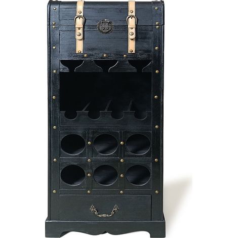 Portabottiglie con contenitore in Legno di abete e MDF L.43 x H.100 cm Nero - CAVINA