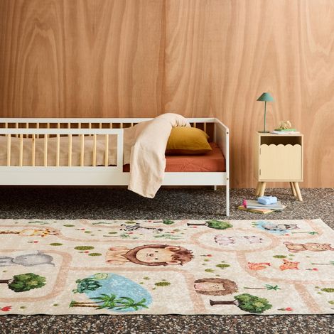 Tapis intérieur enfant blanc imprimé animaux - Marti 160 x 230 cm