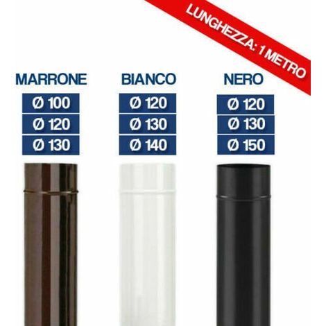 TUBO TUBI PER STUFA LEGNA CAMINO CANNA FUMARIA SMALTATO PORCELLANATO MT 1 16060V Ø 200 NERO (16062)