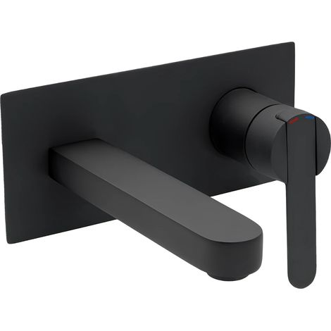 Francis Pegler Strata Wall Mounted Basin Mixer Tap Black Inc Click Waste