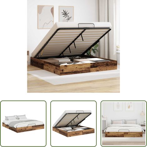 vidaXL Gashebel -  Ottoman Bettgestell Altholz 203 x 180 x 25 cm Holzwerkstoff (1/5)