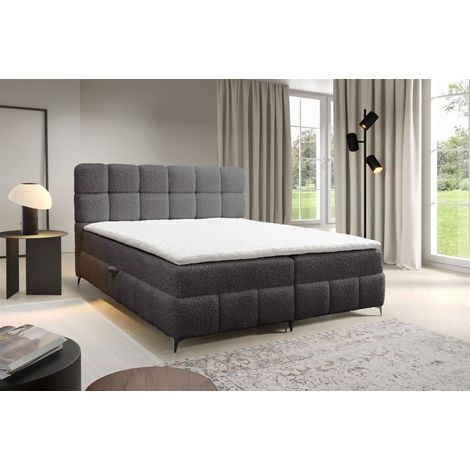 Boxspringbett Bett Schlafzimmerbett SOPHIE 100x200cm Stoff Rolf Anthrazit (1/5)