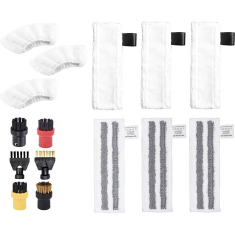15 Pcs Accessoires pour Karcher Nettoyeur Vapeur SC1 SC2 SC3 SC4 SC5, Pieces Detachees Brosse et Chiffons pour Karcher Nettoyeur Vapeur Sol