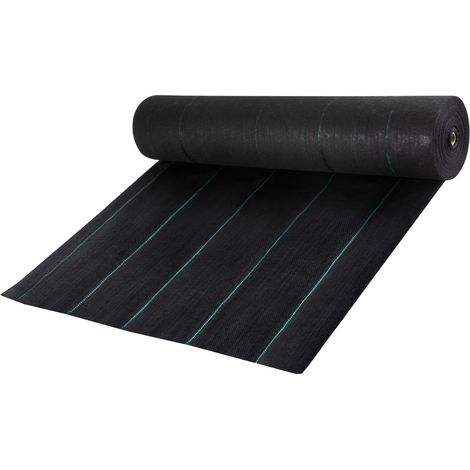 Mophorn Weed Barrier Landscape Fabric, 5 x 250 ft, 5 Oz Heavy Duty Woven Ground Cover, Durable PP Material, Easy Installation, Dual-Layer for Outdoor Garden, Lawn, Driveway, Black (1/5)