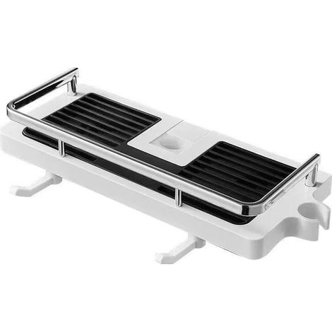 Adjustable Wall Mounted Shower Shelf, Bathroom Kitchen Storage Basket Fix on Pipe, Anti-Rust Metal Shower Caddy, Practical Wall Bracket Convenient 27x12x6 cm (1/5)