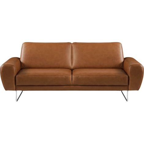 Canapé 2 places en 100% TOUT cuir italien de prestige, SPENCER, marron cognac (1/5)