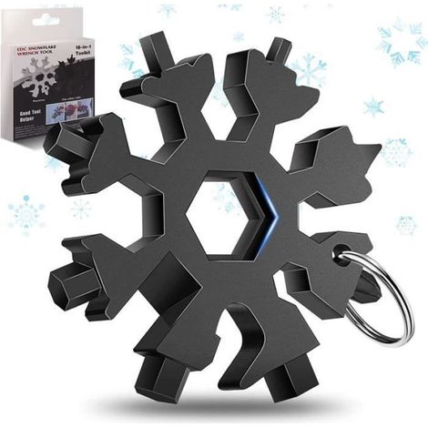 Clé multifonctionnelle - Flocon de neige - Outil de camping et voyage en plein air - Noir (1/5)