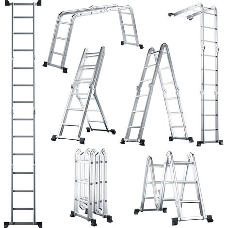 Costway – Échelle télescopique pliable en aluminium 7 en 1 – Charge max 150 kg – Marches antidérapantes – Ajustement de 0° à 180°
