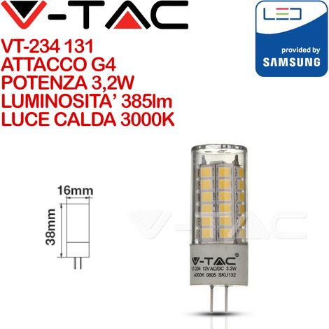 V-TAC PRO VT-234 Faretto LED Chip Samsung G4 3,2W Bianco caldo - 3000K