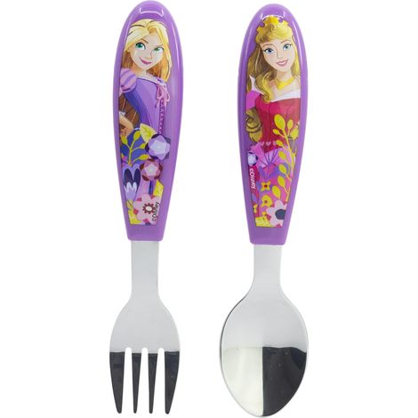 Set de 2 couverts métalliques (cuillère et fourchette) Violet (1/4)