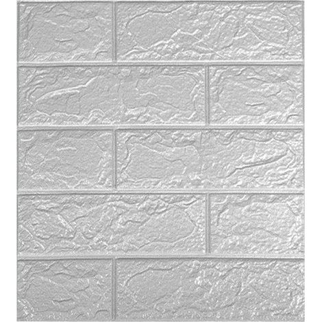 Panneaux 3D 35 × 38 cm, panneaux muraux autocollants en mousse PE adhésive imperméable, papier peint, isolant acoustique, lot de 10 panneaux, 1.3m², gris (1/5)